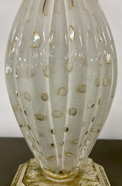Pair of Murano Glass Speckle Table Lamps Mid Century Modern
