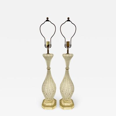 Pair of Murano Glass Speckle Table Lamps Mid Century Modern