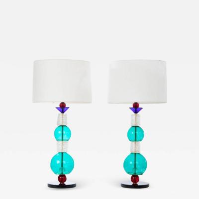 Pair of Murano Glass Studio Lamps