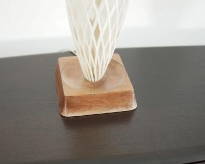 Pair of Murano Glass Table Lamps on Walnut Bases Italy 1960s