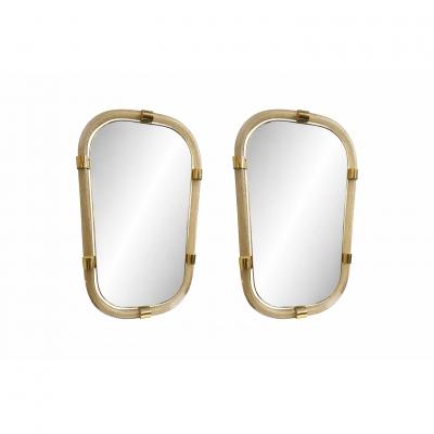 Pair of Murano Glass Wall Mirrors in Gold Leaf Torciglione Venetian Design