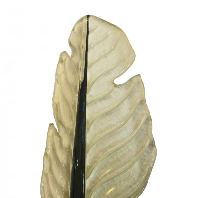 Pair of Murano Glass Wall Sconces in the Shape of a Leaf Italy