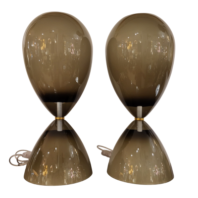 Pair of Murano Grey Hourglass Lamps