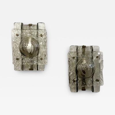 Pair of Murano Smoked Glass Sconces 1960s