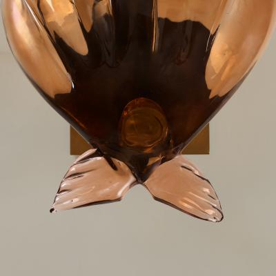 Pair of Murano bronze glass scallop shell wall lghts