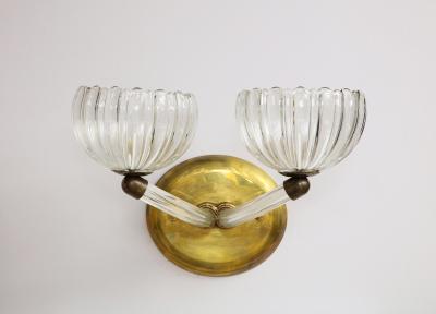 Pair of Murano glass and brass wall sconces