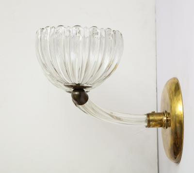 Pair of Murano glass and brass wall sconces