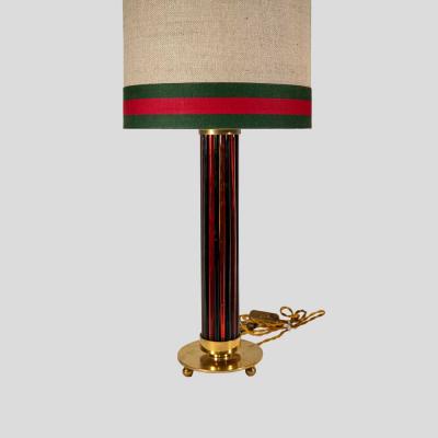 Pair of Murano glass rods on brass metal table lamps