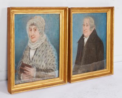 Pair of Naive English Portraits c 1830