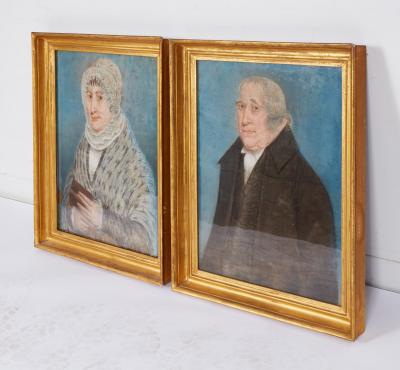 Pair of Naive English Portraits c 1830