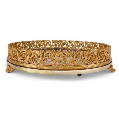Pair of Napoleon III scrolling foliate ormolu surtouts de table