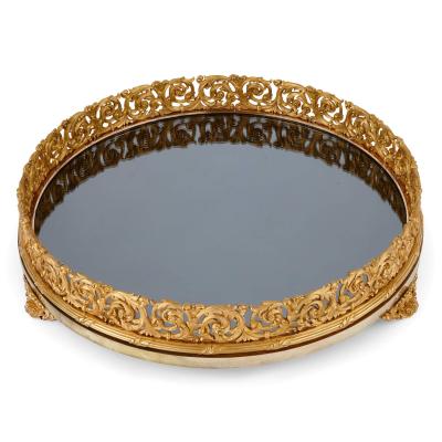 Pair of Napoleon III scrolling foliate ormolu surtouts de table