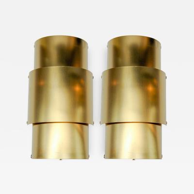 Pair of Natural Brass Wall Sconces