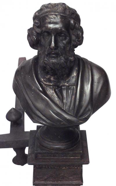 Pair of Neo Classic Homer and Virgil Andirons