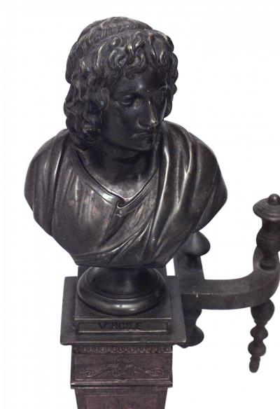 Pair of Neo Classic Homer and Virgil Andirons