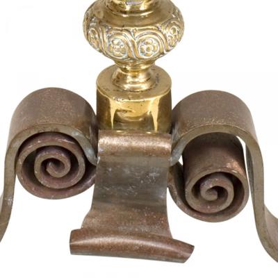 Pair of Neo Classic Large Brass Andirons