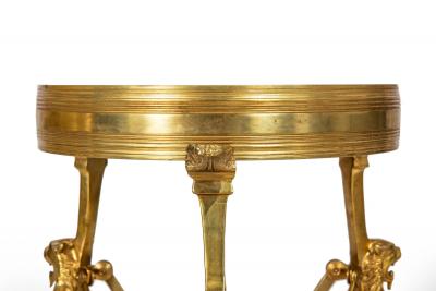 Pair of Neo Pompeian Brass and Green Marble Gueridon Side Tables