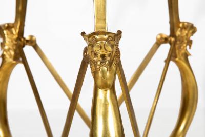 Pair of Neo Pompeian Brass and Green Marble Gueridon Side Tables