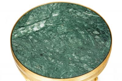 Pair of Neo Pompeian Brass and Green Marble Gueridon Side Tables