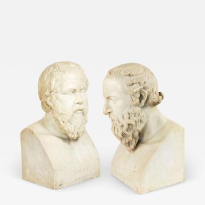 Pair of Neo classic Marble Diogenes Socrates Busts