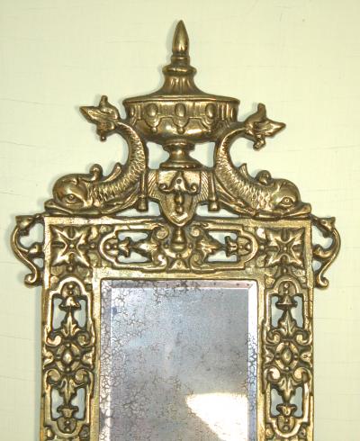 Pair of Neoclassical Brass Mirrored Candle Sconces