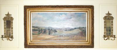 Pair of Neoclassical Brass Mirrored Candle Sconces