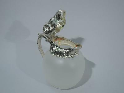 Pair of Neoclassical Camphor Glass Decanters with Rams Heads