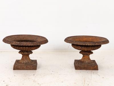 Pair of Neoclassical Cast Iron Urns French early 20th C 
