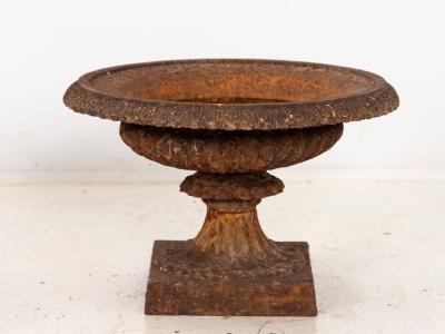 Pair of Neoclassical Cast Iron Urns French early 20th C 