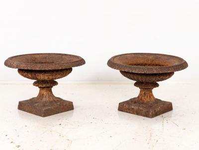 Pair of Neoclassical Cast Iron Urns French early 20th C 