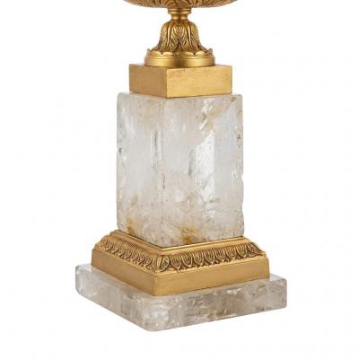 Pair of Neoclassical Dor Bronze Candleholders