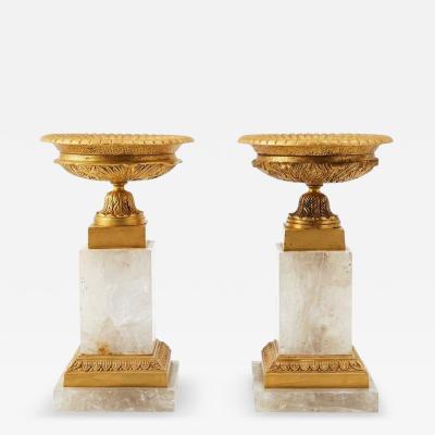 Pair of Neoclassical Dor Bronze Candleholders