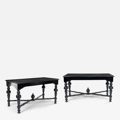 Pair of Neoclassical Ebonized Swedish Console Tables