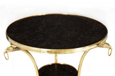 Pair of Neoclassical Fossilized Marble Brass Gueridon End Tables