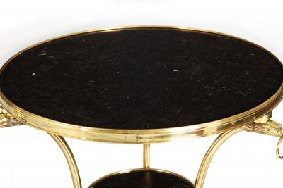 Pair of Neoclassical Fossilized Marble Brass Gueridon End Tables