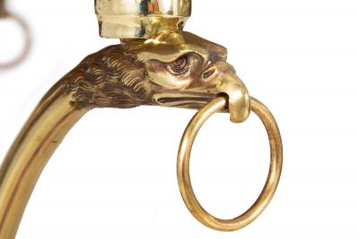 Pair of Neoclassical Fossilized Marble Brass Gueridon End Tables