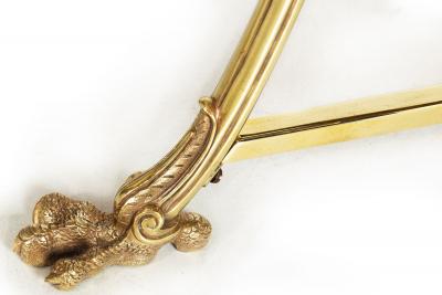 Pair of Neoclassical Fossilized Marble Brass Gueridon End Tables