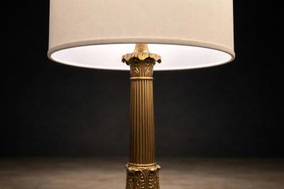 Pair of Neoclassical Revival Bronze Table Lamps with Sculptural Classical Bases