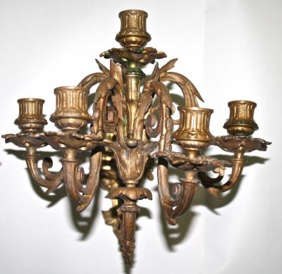 Pair of Neoclassical Revival Five candle Girandoles Astor Provenance