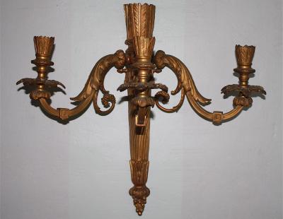 Pair of Neoclassical Revival Three candle Sconces Astor Provenance