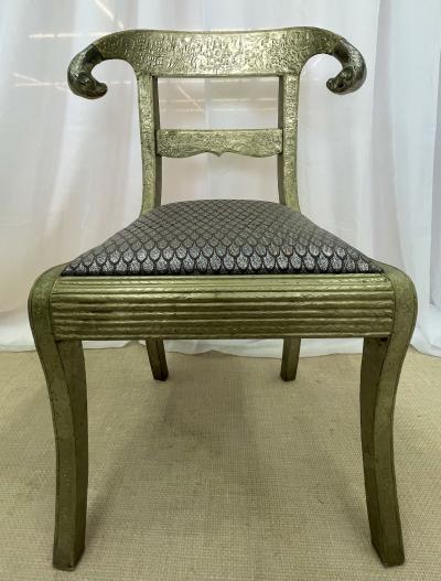 Pair of Neoclassical Side Chairs Wrapped Metal Rams Heads Europe Gustavian