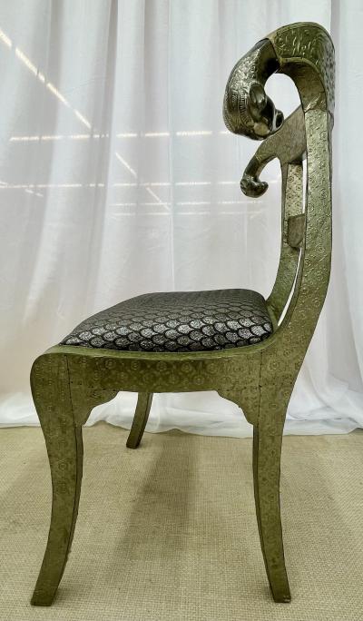 Pair of Neoclassical Side Chairs Wrapped Metal Rams Heads Europe Gustavian