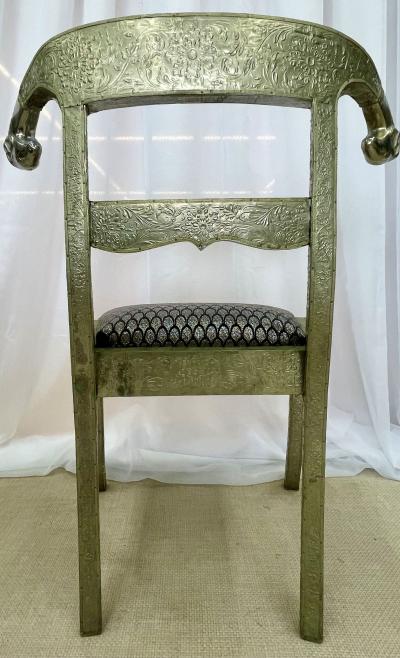 Pair of Neoclassical Side Chairs Wrapped Metal Rams Heads Europe Gustavian