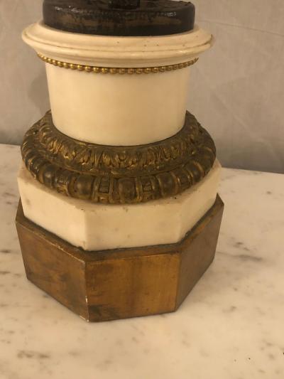 Pair of Neoclassical Style Bronze Six Arm Figural Candelabra