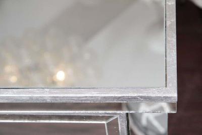 Pair of Neoclassical Style Silver Trim 3 Drawer Diamond Mirrored Nightstands