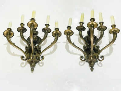 Pair of Neoclassical Style Wall Sconces in Solid Bronze