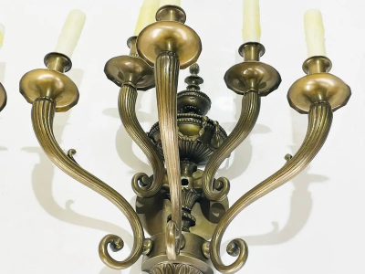 Pair of Neoclassical Style Wall Sconces in Solid Bronze