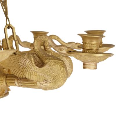 Pair of Neoclassical style gilt bronze chandeliers
