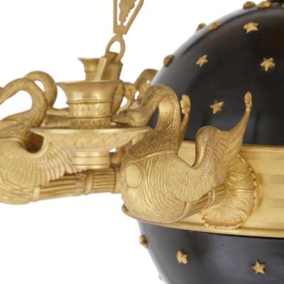 Pair of Neoclassical style gilt bronze chandeliers