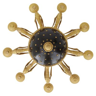 Pair of Neoclassical style gilt bronze chandeliers